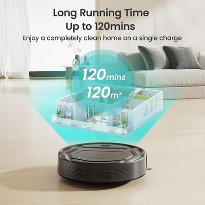 Robot Vacuum And Mop 5000Pa Carpet Boost 120 Min Black