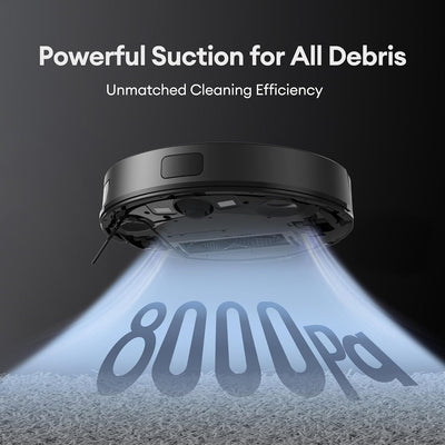 Robot Vacuum Cleaner 8000Pa LiDAR Navigation 200Mins Runtime Black
