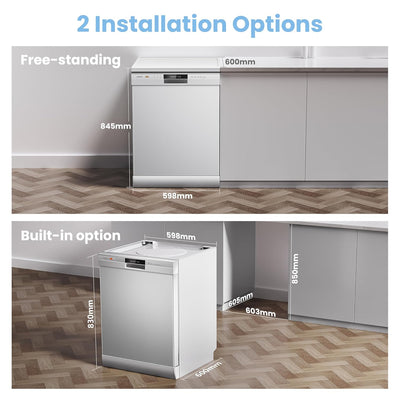 Freestanding Dishwasher 13 Place Settings 6 Programmes White Auto Door Open