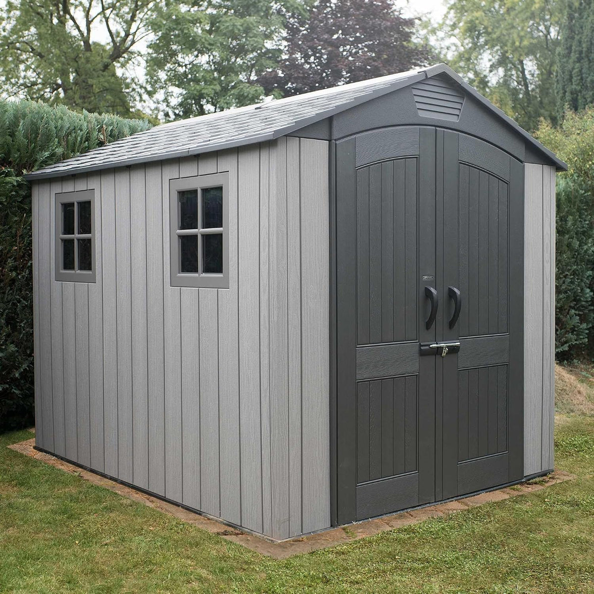 Garden Storage Shed 7 X 9.5 Ft Light Grey HDPE Steel Reinforced