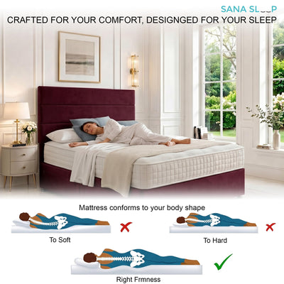 5ft King Size Divan Bed Set with Orthopaedic Mattress, 2 Storage Drawers and 26-Inch Headboard, Mulberry