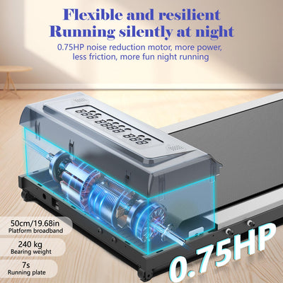 Compact Armless Treadmill for Small Spaces, Quiet Under-Desk Walking Pad
