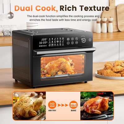 Air Fryer Oven 30L 18 Presets Dual-Cook Digital Touch Black