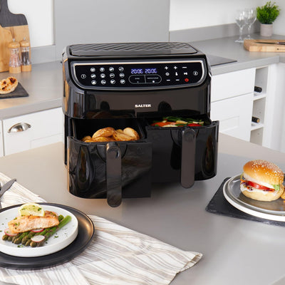 Dual Air Fryer 8.2L 12 Presets Sync & Match Cook Black