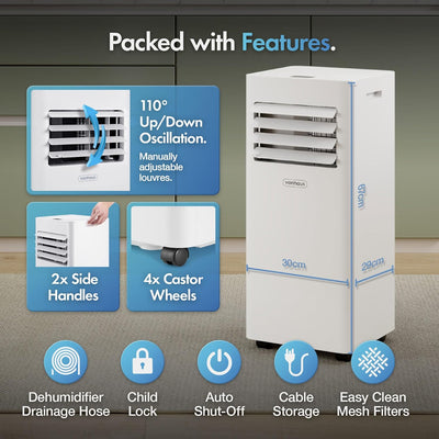 12000 BTU Portable Air Conditioner with WiFi, Cooling, Dehumidifier, Fan, Sleep Mode & Remote Control