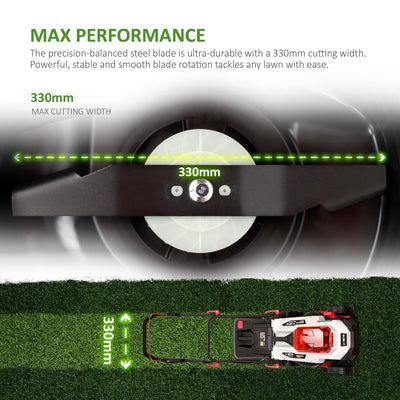 Cordless Lawn Mower 33cm 20V 4.0Ah Brushless Motor White