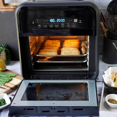 Air Fryer Oven 10L 2000W Digital Touch Fry Bake Dehydrate Black Grey