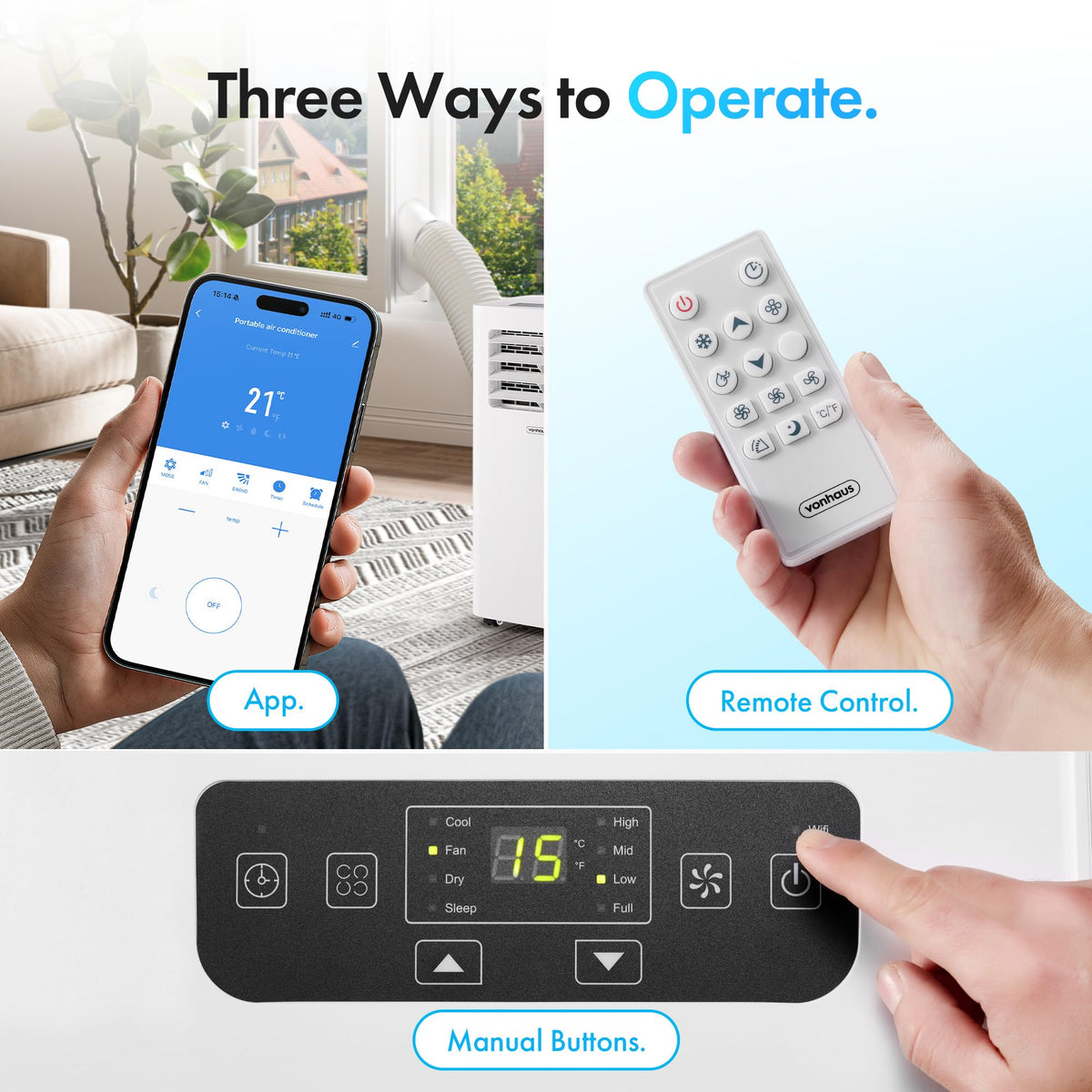 12000 BTU Smart Portable Air Conditioner with WiFi, Remote Control & 4-in-1 Modes