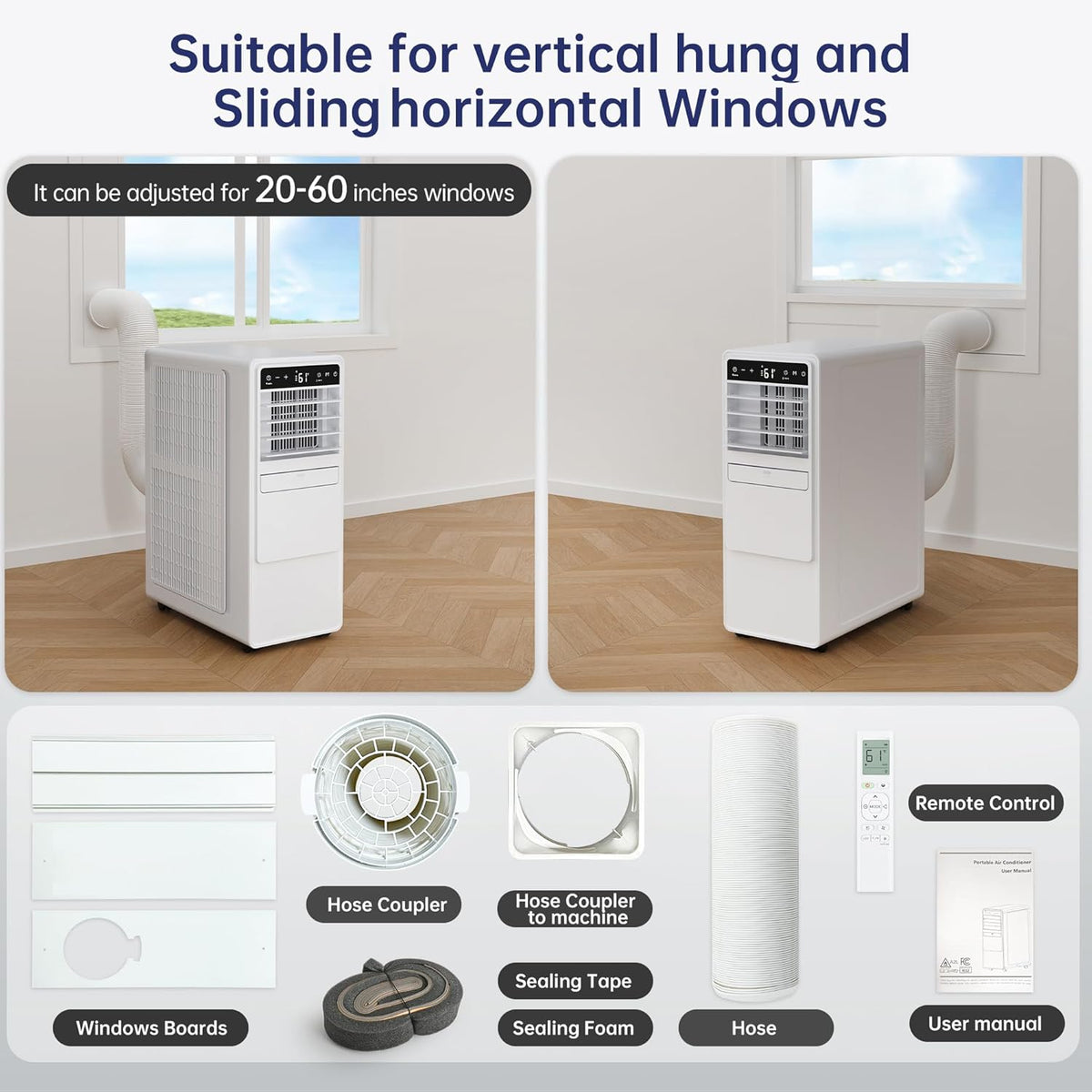 12000 BTU Portable Air Conditioner with Cooling, Fan, Dehumidifier, Sleep Mode & Remote Control
