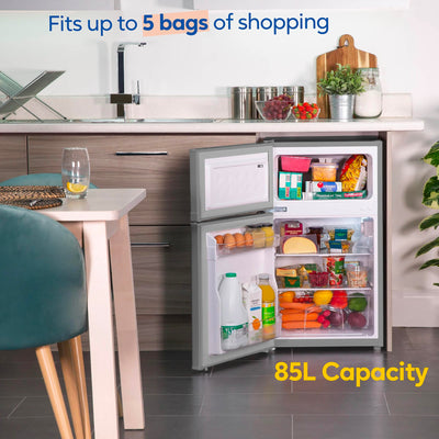 Russell Hobbs Undercounter Fridge Freezer 48cm Wide 85 Litre Total Capacity 61L/24L, LED Light