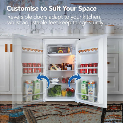 Under Counter Fridge 91L 48cm Chill Box Reversible Door White