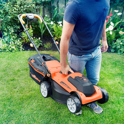 Cordless Lawn Mower 34cm 24V 2x4.0Ah Batteries Rear Roller