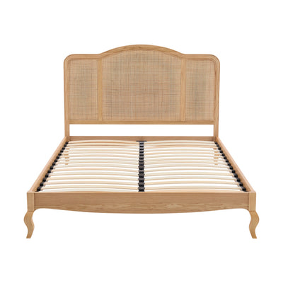 Annecy Natural Rattan Bed Frame with Sprung Slat Base and Curved Headboard