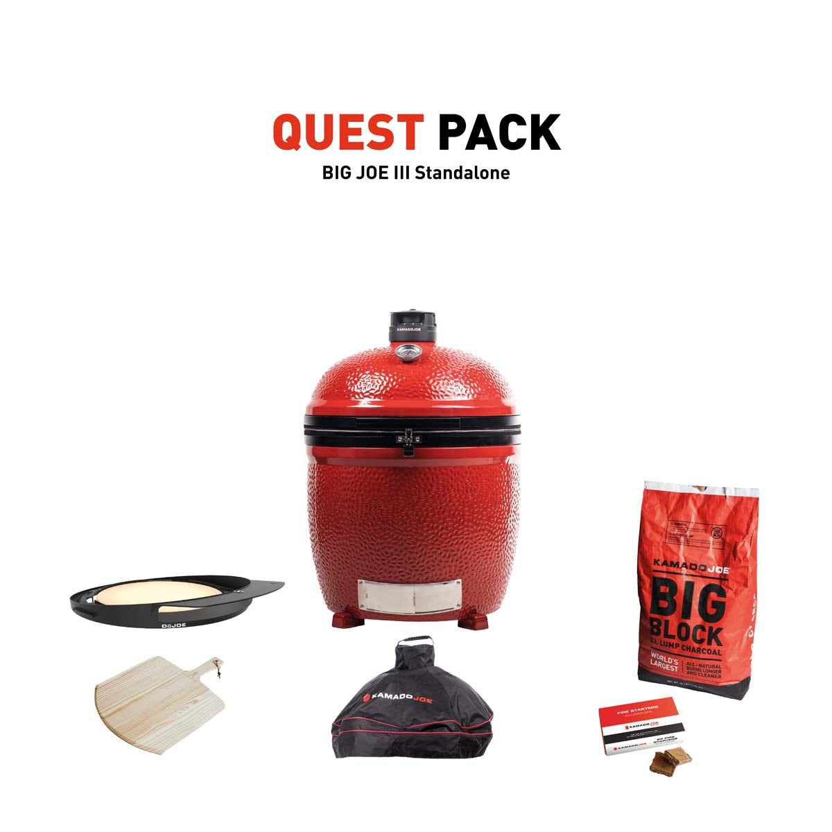Kamado Joe Big Joe III Stand-Alone Charcoal Grill With Quest Pack