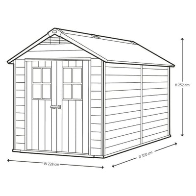 Keter Newton 7 x 11ft Double Door Outdoor Apex Plastic Garden Shed